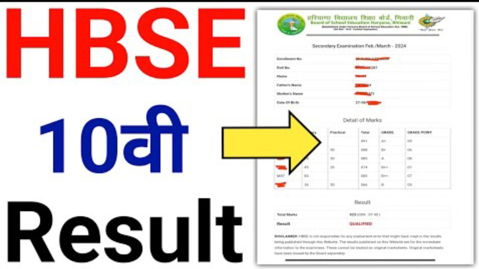HBSE Class 10th Result 2025